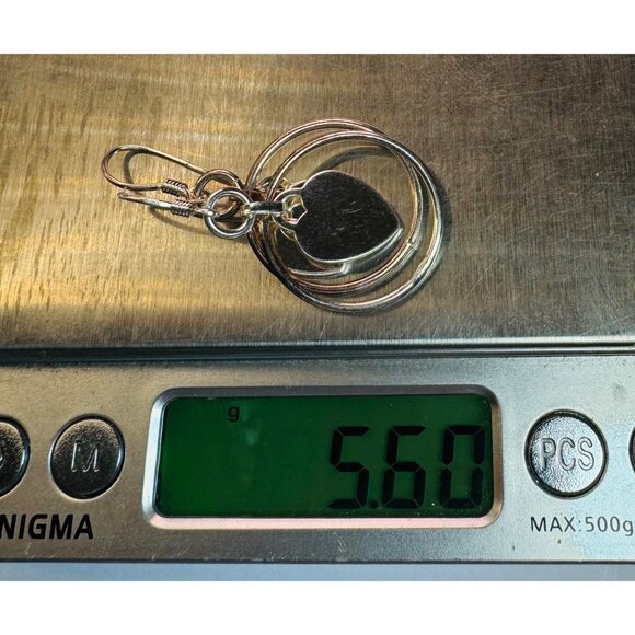 Sterling Silver Heart Hoop Drop Dangle Earrings Lightweight 5.60g Women Jewelry - Picture 8 of 8